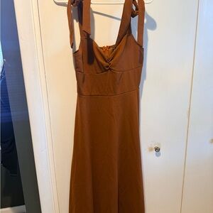 SHEIN Tie Straps Brown Dress